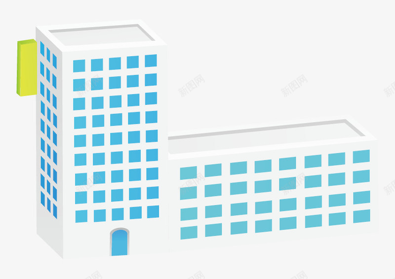 教学楼png免抠素材_新图网 https://ixintu.com 教学楼 白色 蓝色