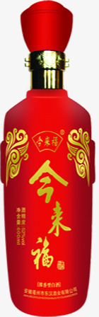 红色中国风酒瓶素材