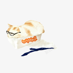 戴眼镜的猫咪手绘图素材