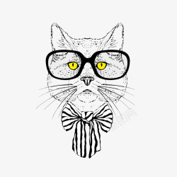 黄眼睛戴眼镜的绅士猫高清图片