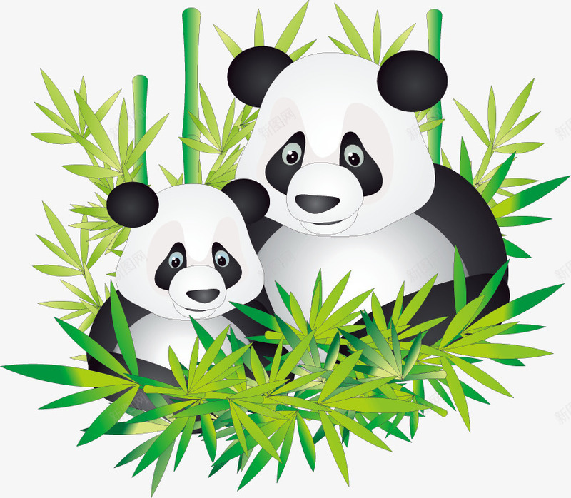 可爱熊猫母子png免抠素材_新图网 https://ixintu.com 可爱 熊猫母子 矢量素材