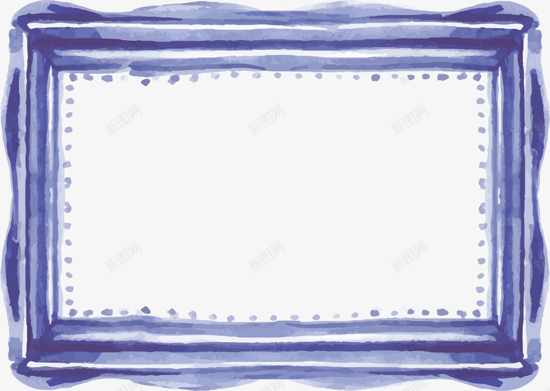 蓝色水彩边框png免抠素材_新图网 https://ixintu.com 创意 涂抹 相框 相框设计 蓝色水彩 边框设计 长方形