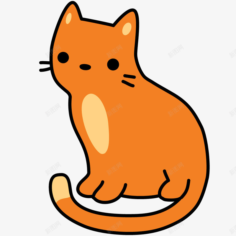 橘色猫咪png免抠素材_新图网 https://ixintu.com 一只 卡通 可爱 坐着 尾巴 橘色 猫咪 耳朵