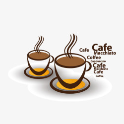 咖啡装饰图案投影卡通线描矢量图素材