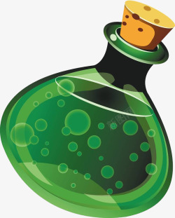 卡通手绘绿色的酒瓶素材
