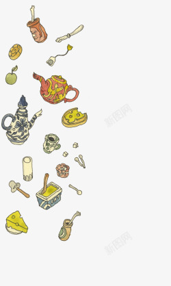 卡通餐具和食物素材