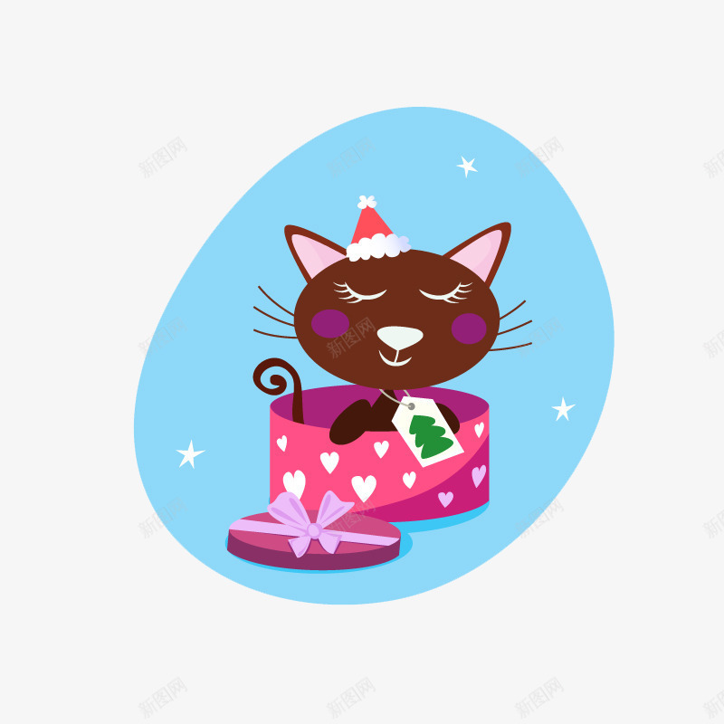 礼盒中的可爱猫咪png免抠素材_新图网 https://ixintu.com 可爱猫咪 猫咪 礼盒 黑猫
