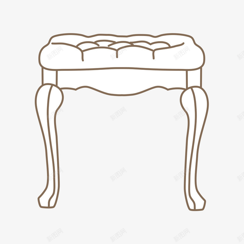 手绘凳子png免抠素材_新图网 https://ixintu.com 凳子 家具 手绘图 插图 涂色底图 软座凳