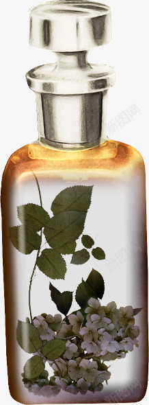 植物香水瓶造型png免抠素材_新图网 https://ixintu.com 卡通手绘 植物香味 造型设计 香水瓶