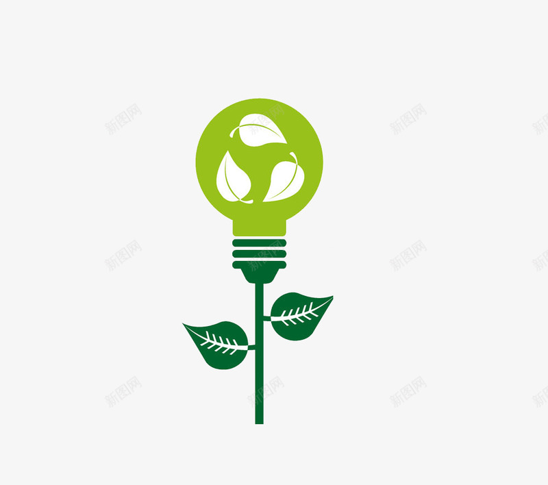 绿色的生活png免抠素材_新图网 https://ixintu.com 循环 灯泡 环保 理念 绿叶 装饰