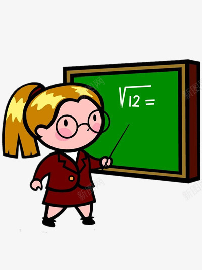教书的美女老师png免抠素材_新图网 https://ixintu.com 人物 卡通 素材 黑板