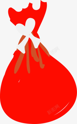 喜庆花卉礼物袋圣诞节红色礼物袋高清图片