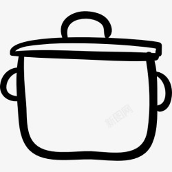 烹饪设备锅与盖的轮廓图标高清图片