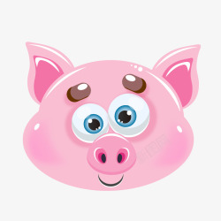 粉色卡通睁大眼的小猪头矢量图素材