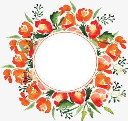 橘红色边框橘红色水彩花朵边框矢量图高清图片
