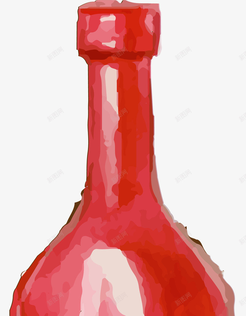 手绘红色酒瓶瓶子png免抠素材_新图网 https://ixintu.com 小清新 手绘酒瓶 水彩 简约 红色瓶子 红色酒瓶