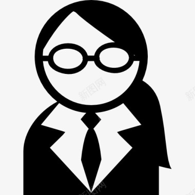 商业女性戴眼镜的图标图标