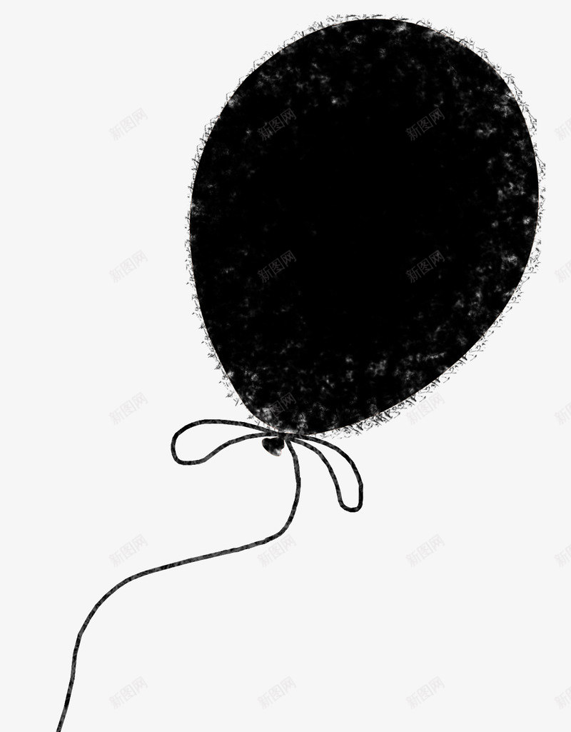 黑色气球png免抠素材_新图网 https://ixintu.com 气球 绳子 黑色绳子