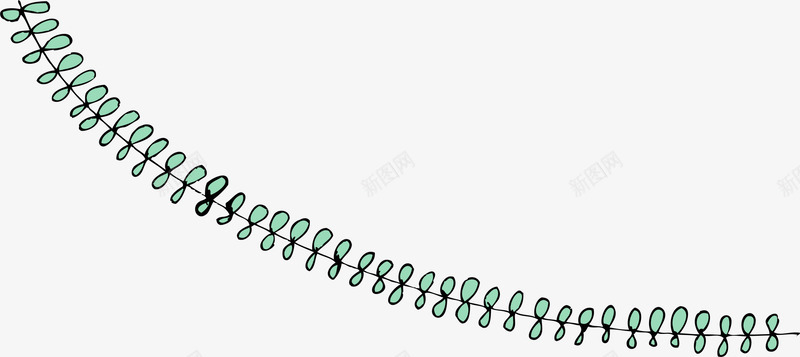 绿色叶子弧线png免抠素材_新图网 https://ixintu.com 叶子弧线 大自然 水彩 童趣 绿色叶子 黑色绳子