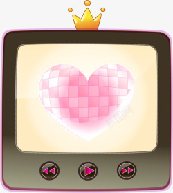粉色王冠爱心电视机边框矢量图高清图片