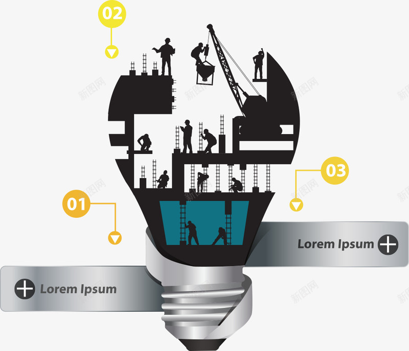 创意建筑灯泡png免抠素材_新图网 https://ixintu.com 创意灯泡 建筑施工 建筑灯泡 灯泡 灯泡素材 照明 矢量灯泡