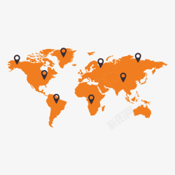 橘色世界地图素材