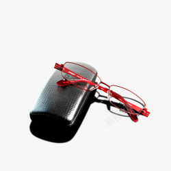 产品实物红色眼镜眼镜盒素材