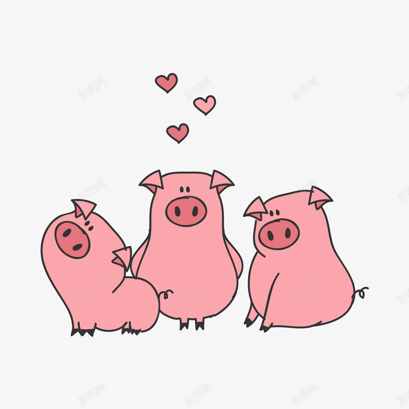 卡通小猪矢量图ai免抠素材_新图网 https://ixintu.com 卡通 卡通的 卡通的小猪 可爱的 可爱的小猪 粉色小猪 矢量图