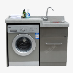 一体式洗衣柜洗衣机和洗衣柜家具高清图片