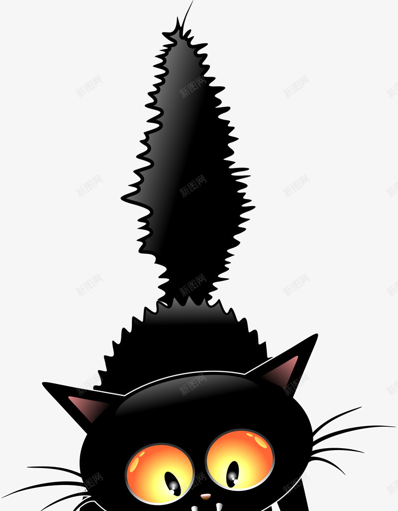 黑色炸毛猫咪png免抠素材_新图网 https://ixintu.com 万圣节 免抠PNG 动物 受到惊吓的猫 可爱 炸毛 炸毛猫 猫咪 装饰图案 黑色