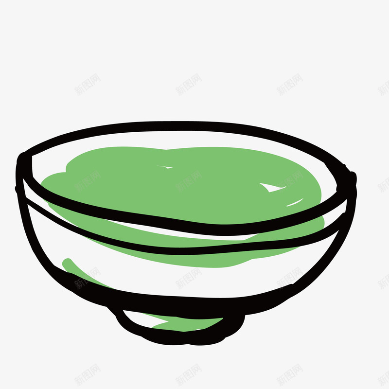 绿色小碗手绘图案png免抠素材_新图网 https://ixintu.com 厨房用具 容器 手绘图 绿色小碗 餐具
