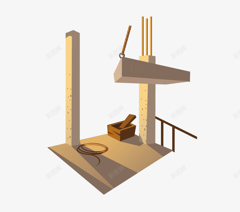 施工现场png免抠素材_新图网 https://ixintu.com 工地 建筑 矢量工地 绳子