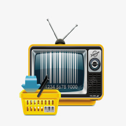 电视机与购物篮素材