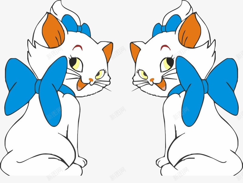 两只相同装扮的卡通白色猫咪png免抠素材_新图网 https://ixintu.com 卡通 大小相同 猫咪 白色 装扮 跳舞猫咪