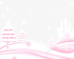 粉色可爱系雪地雪松装饰插画素材