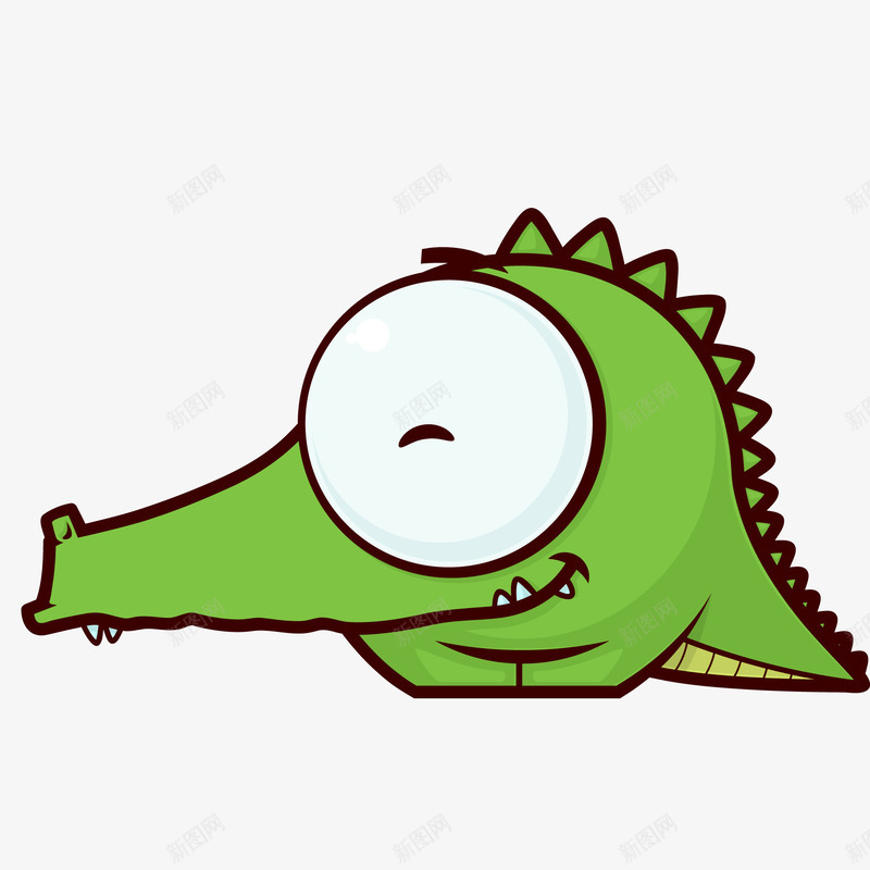 卡通绿色的鳄鱼矢量图ai免抠素材_新图网 https://ixintu.com 动物设计 卡通可爱 手绘 热带雨林 鳄鱼 矢量图
