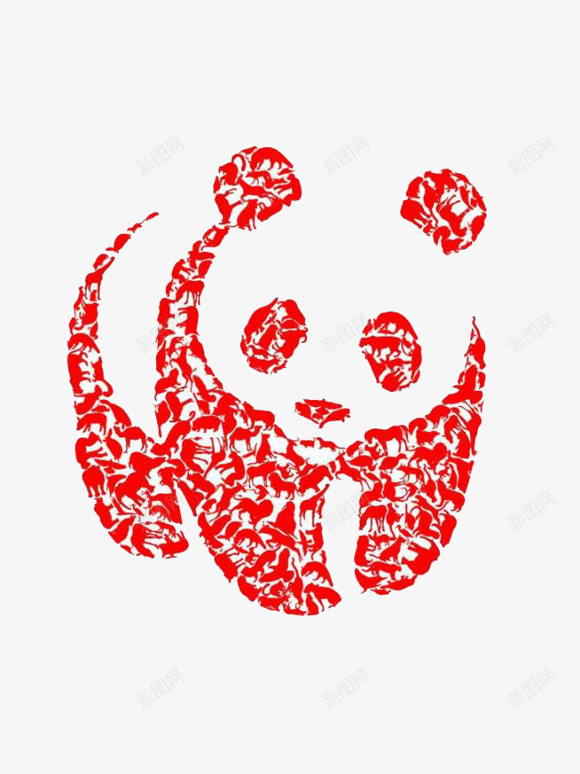 红色的大熊猫png免抠素材_新图网 https://ixintu.com 熊猫 红色 美丽 设计
