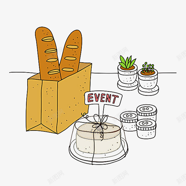 法棍面包png免抠素材_新图网 https://ixintu.com 插画 植物 法棍面包 蛋糕 食品 餐具