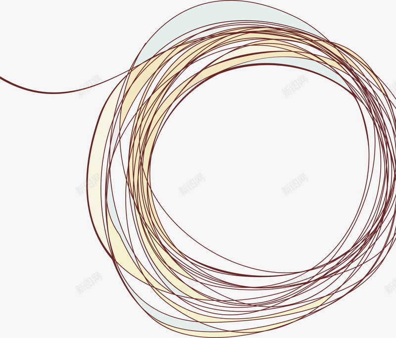 黄色线条圆圈png免抠素材_新图网 https://ixintu.com 手绘绳子 简约线团 线条 绳子 边框纹理 麻绳 黄色圆圈