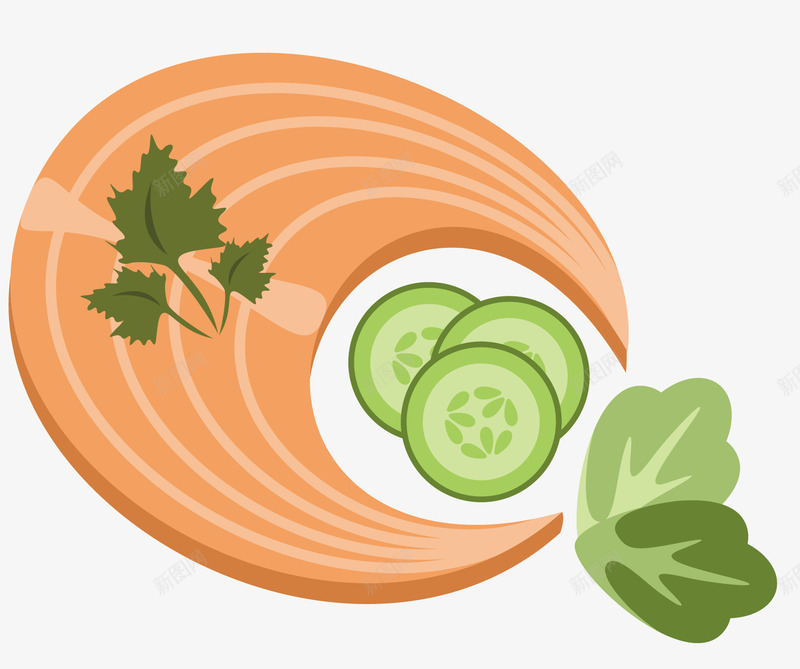 水果蔬菜矢量图ai免抠素材_新图网 https://ixintu.com 吃的 橘黄色的食物 水果蔬菜 绿色的叶子 绿色的蔬菜 食品 矢量图