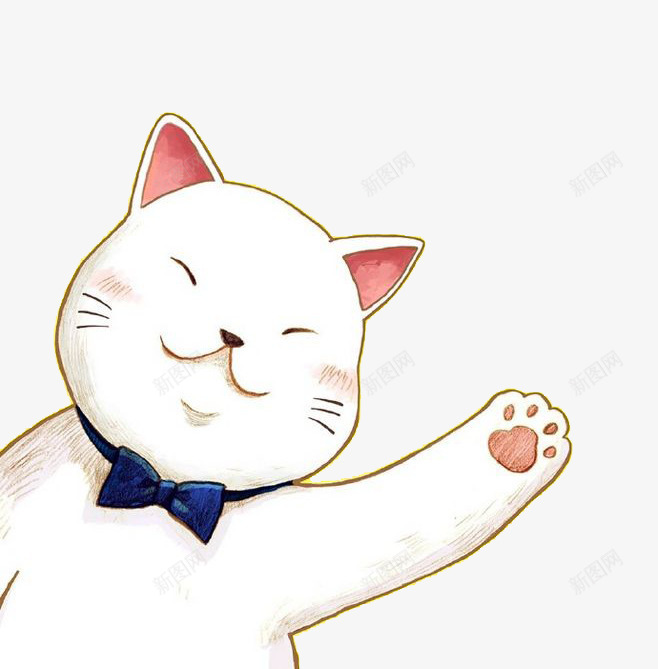 简笔画猫咪png免抠素材_新图网 https://ixintu.com 卡通 猫咪 白色 简笔画 装饰