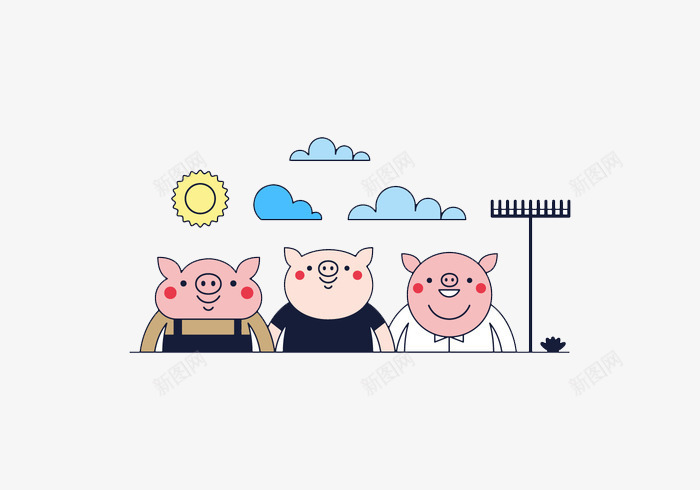 三只小猪png免抠素材_新图网 https://ixintu.com 三只小猪 可爱 童话