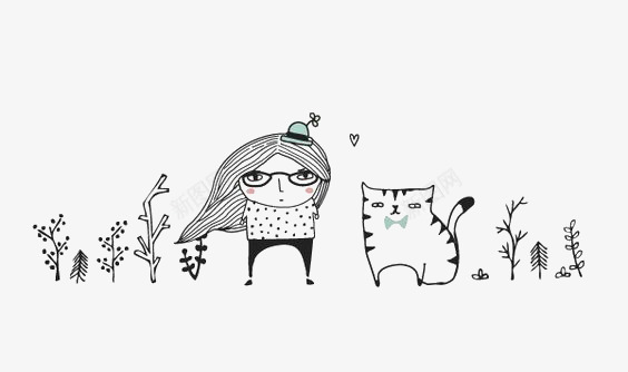 女孩和猫png免抠素材_新图网 https://ixintu.com 儿童插画 卡通 女孩 宠物 手绘 插画 猫咪 绘本