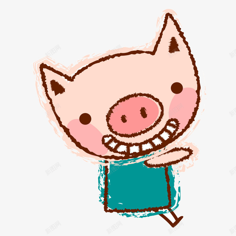 蜡笔画的小猪png免抠素材_新图网 https://ixintu.com 儿童蜡笔画 卡通 小猪 画 蜡笔