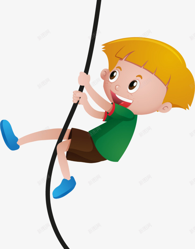 户外运动爬绳的男孩png免抠素材_新图网 https://ixintu.com 开心 户外运动 攀爬 爬绳的男孩 玩耍 黑色绳子