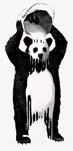 创意铁桶创意拿着铁桶的熊猫高清图片