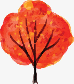 橘色大树橘色水彩茂盛的树矢量图高清图片