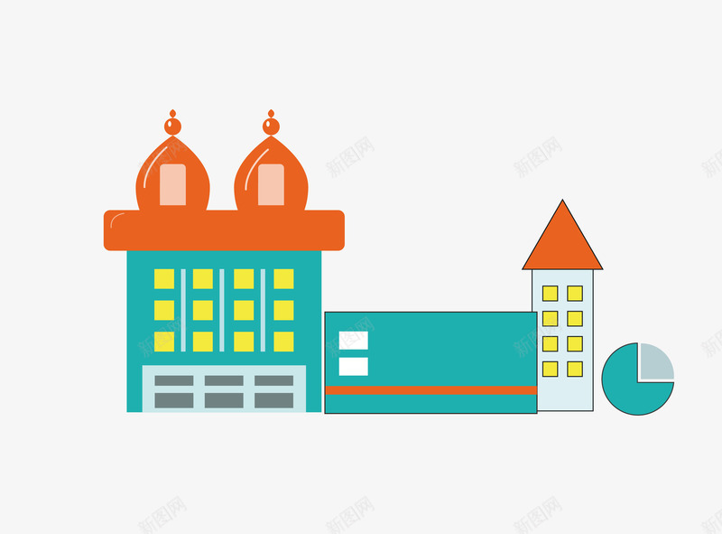 蓝色房子png免抠素材_新图网 https://ixintu.com 卡通 建筑 房子 手绘 橘色 窗户 简图 蓝色