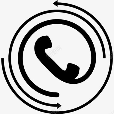电话听筒圆形箭头图标图标