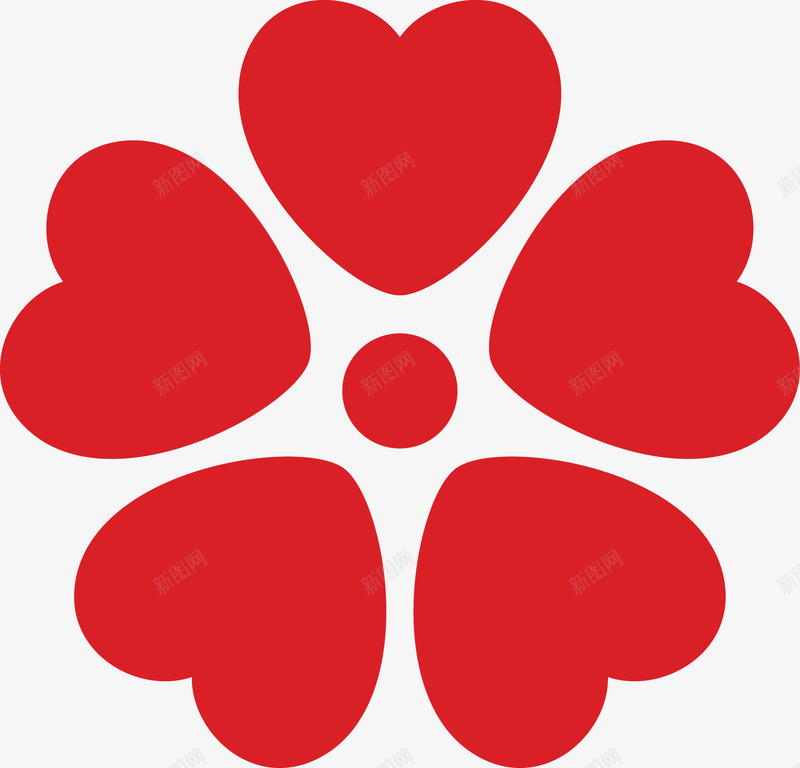 花型红色爱心png免抠素材_新图网 https://ixintu.com 爱心 红色 花型